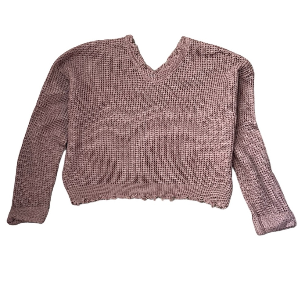 Moon & Madison | Mauve Distressed Sweater